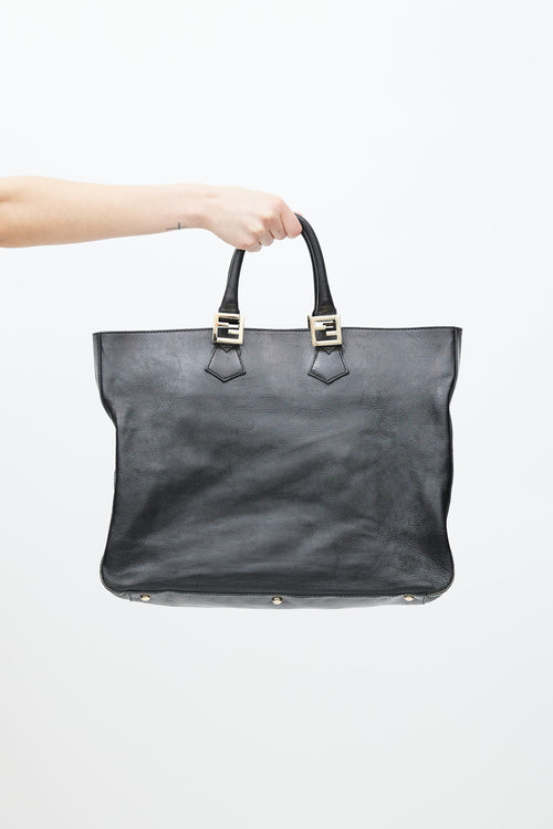Fendi Black & Gold Twins Cabas Tote