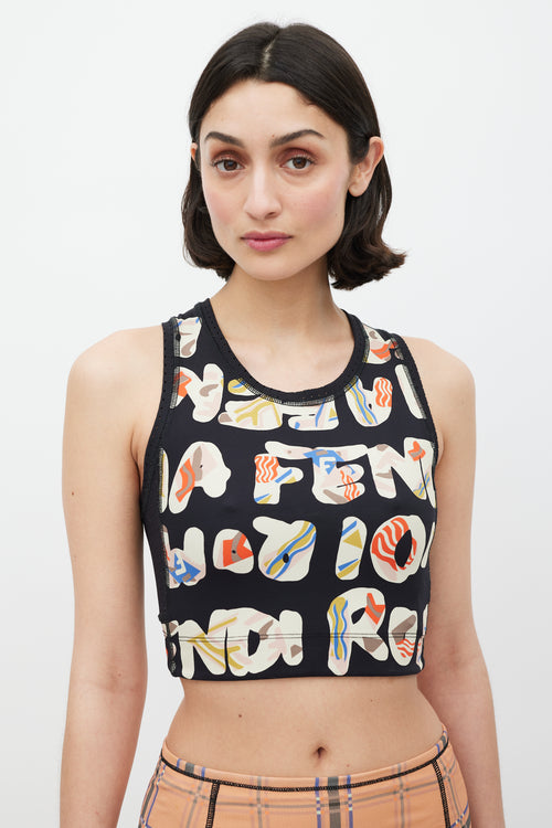 Fendi Black & Multicoloour Geometric Logo Tank