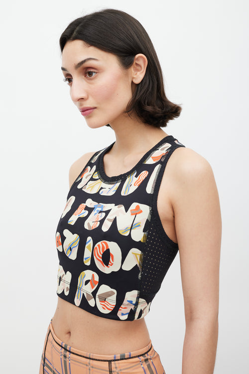 Fendi Black & Multicoloour Geometric Logo Tank