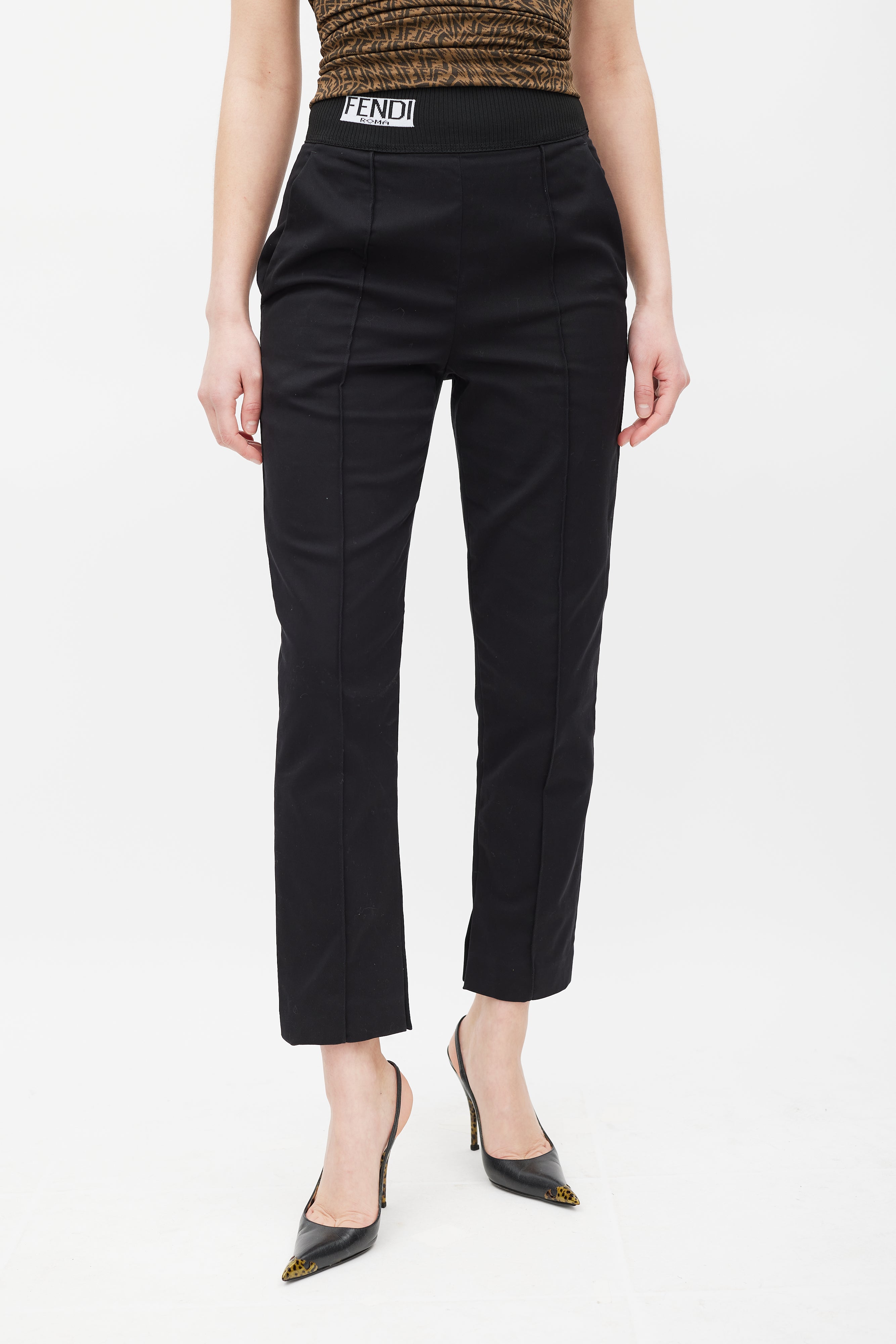 Fendi Black Panelled Trouser