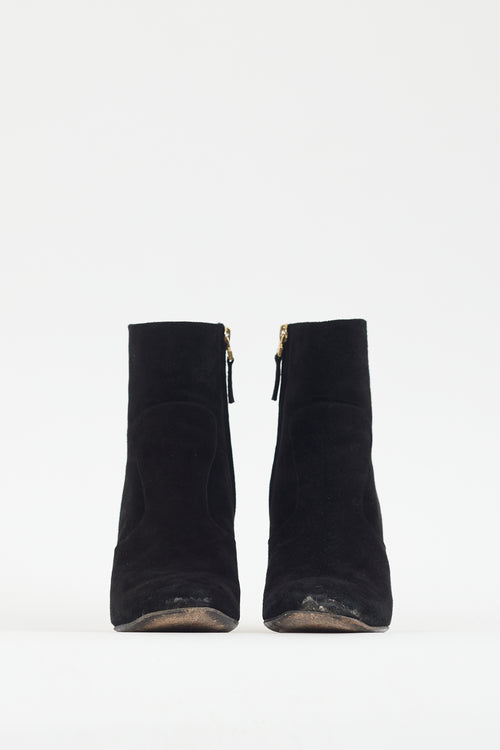 Fendi Black Suede & Gold Spike Heel Boot
