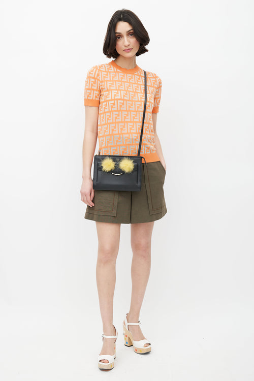 Fendi Black & Yellow Monster Feather Bag