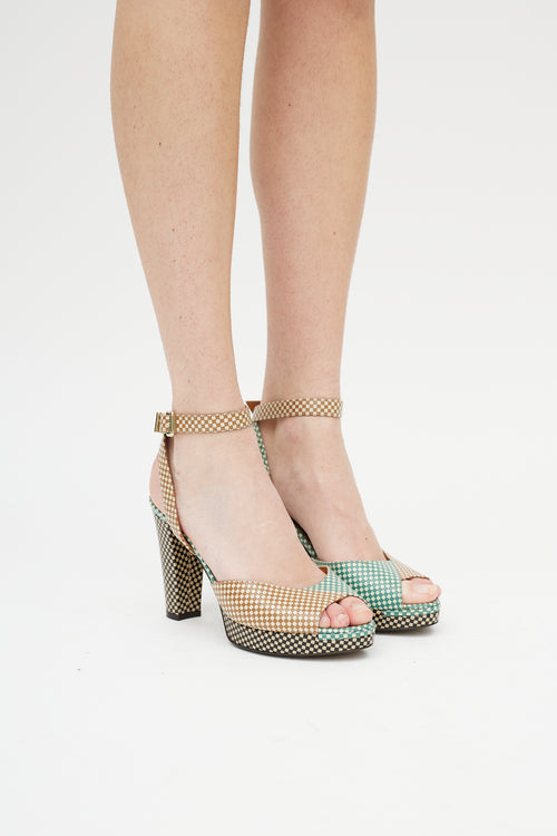 Fendi Brown & Multicolour Checkered Heel