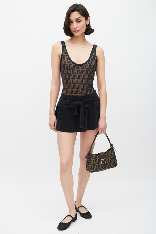 Fendi Brown & Black FF Monogram Shoulder Bag