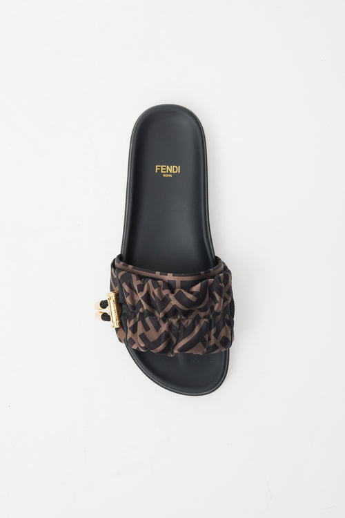 Fendi Brown & Black FF Toggle Slide