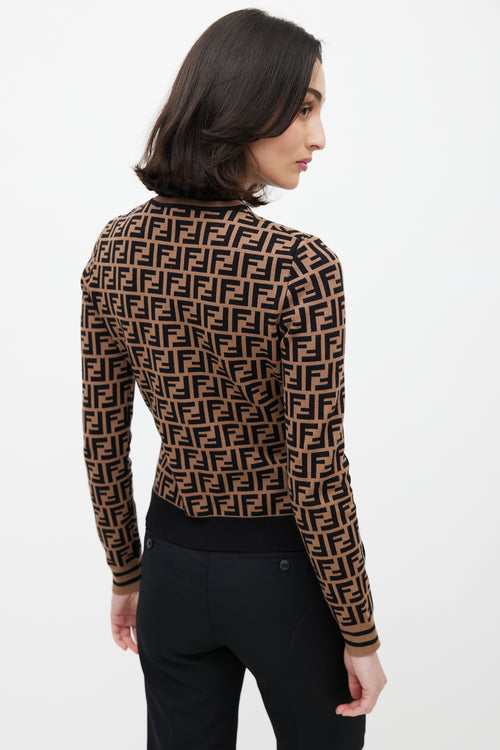 Fendi Brown & Black Monogram Zucca Knit Sweater
