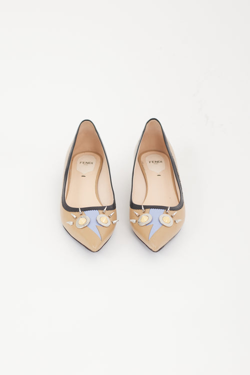 Fendi Brown & Multicolour Studded Flat
