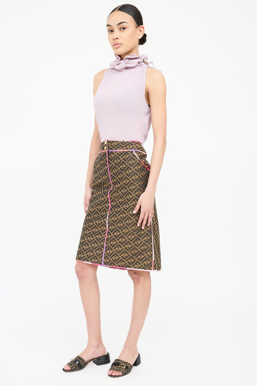 Fendi Monogram Piped Midi Skirt
