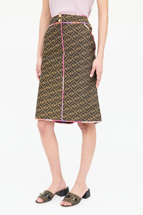 Fendi Monogram Piped Midi Skirt
