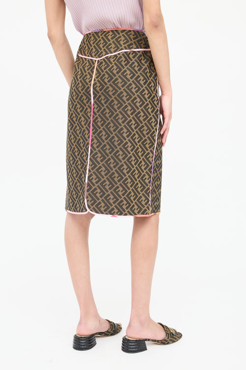 Fendi Monogram Piped Midi Skirt