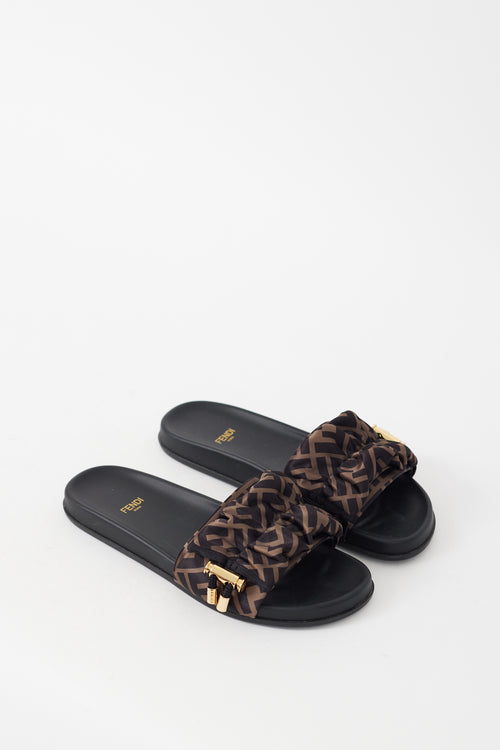 Fendi Brown & Black FF Toggle Slide
