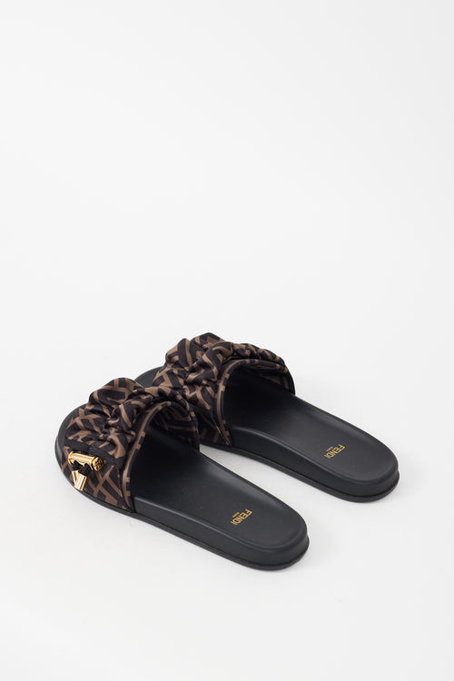 Fendi Brown & Black FF Toggle Slide