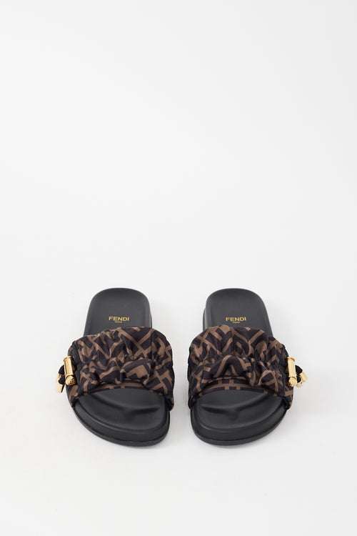 Fendi Brown & Black FF Toggle Slide