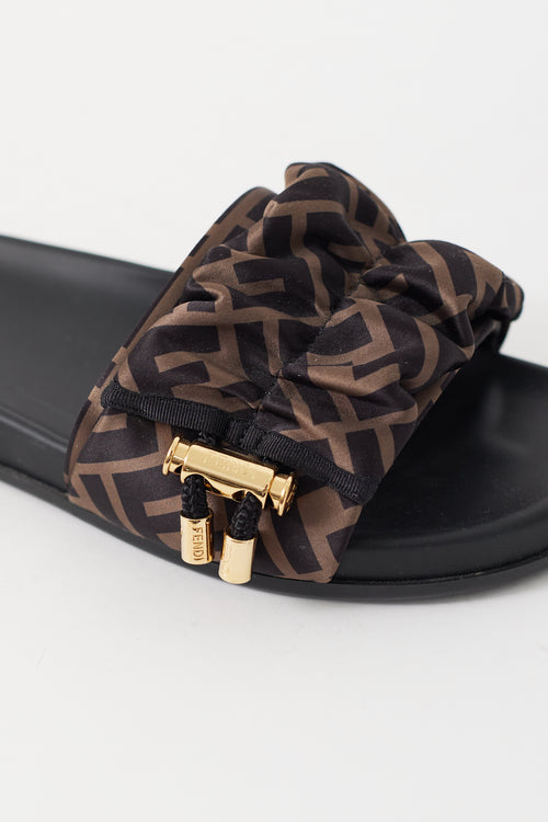 Fendi Brown & Black FF Toggle Slide