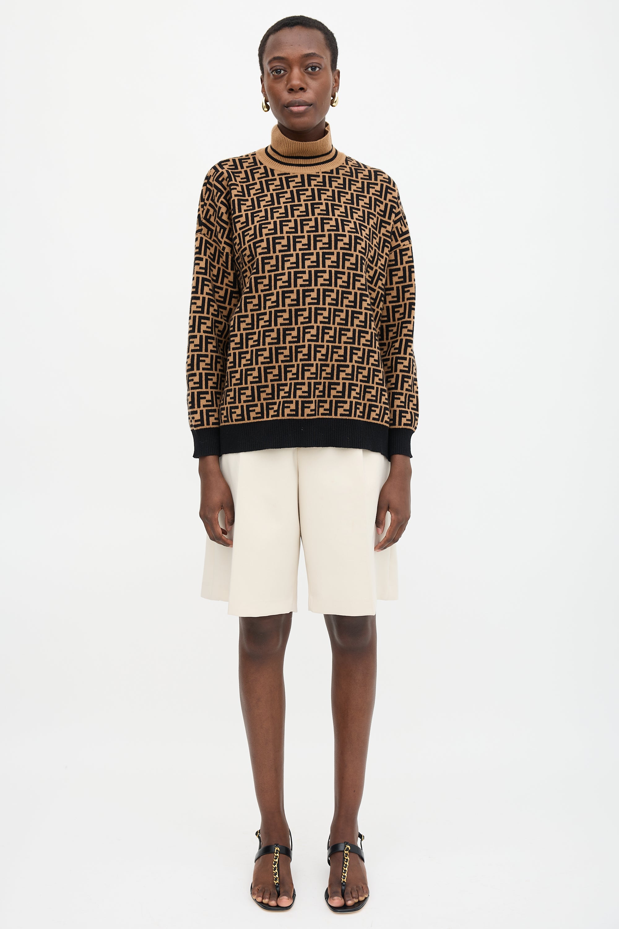 Fendi Cashmere FF Zucca Turtleneck Sweater