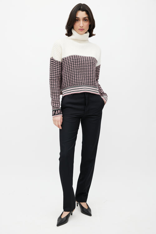 Fendi Cream & Multicolour Wool Knit Sweater