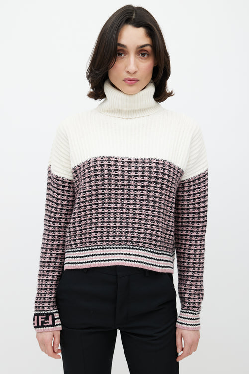 Fendi Cream & Multicolour Wool Knit Sweater