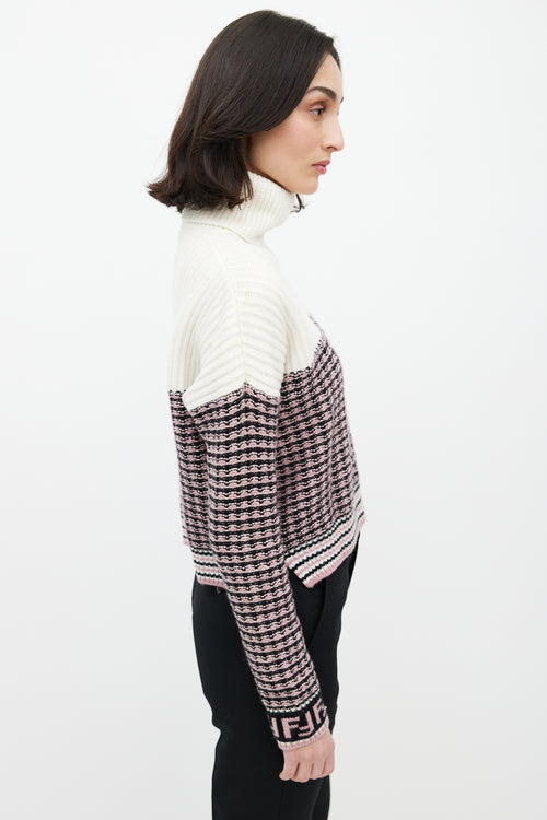 Fendi Cream & Multicolour Wool Knit Sweater