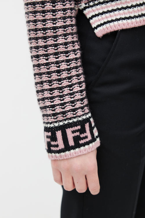 Fendi Cream & Multicolour Wool Knit Sweater