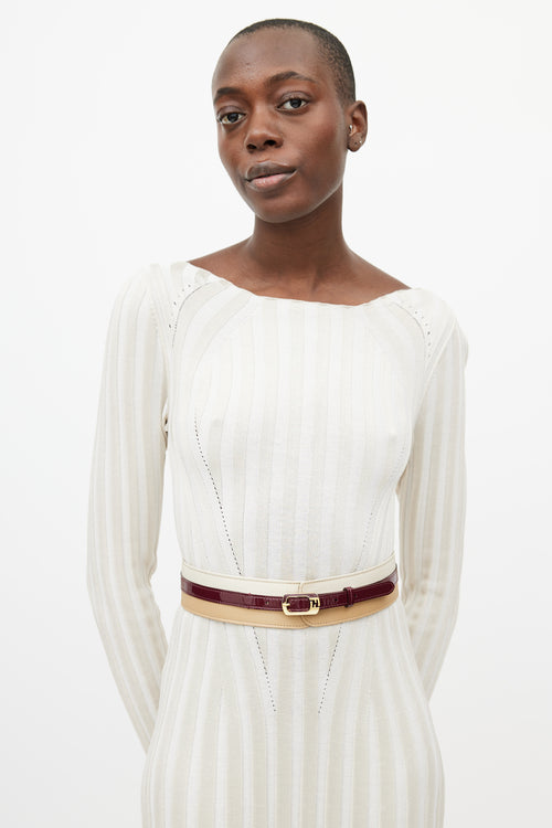Fendi Cream & Red layered Leather Belt