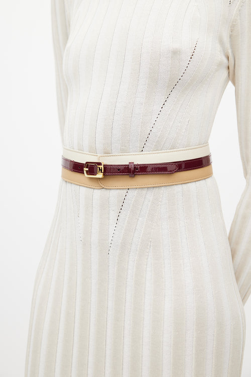 Fendi Cream & Red layered Leather Belt