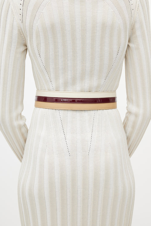 Fendi Cream & Red layered Leather Belt