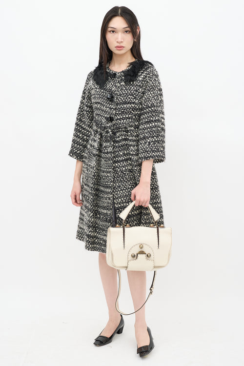 Fendi Cream & Brown Patent Leather F3 Secret Code Bag