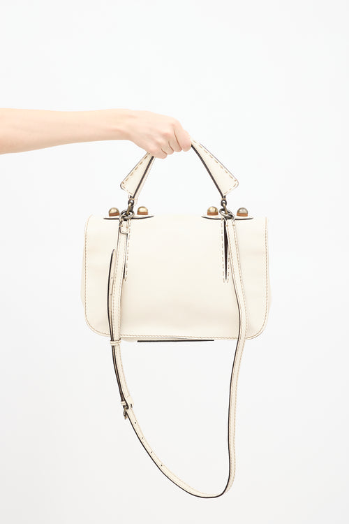 Fendi Cream & Brown Patent Leather F3 Secret Code Bag