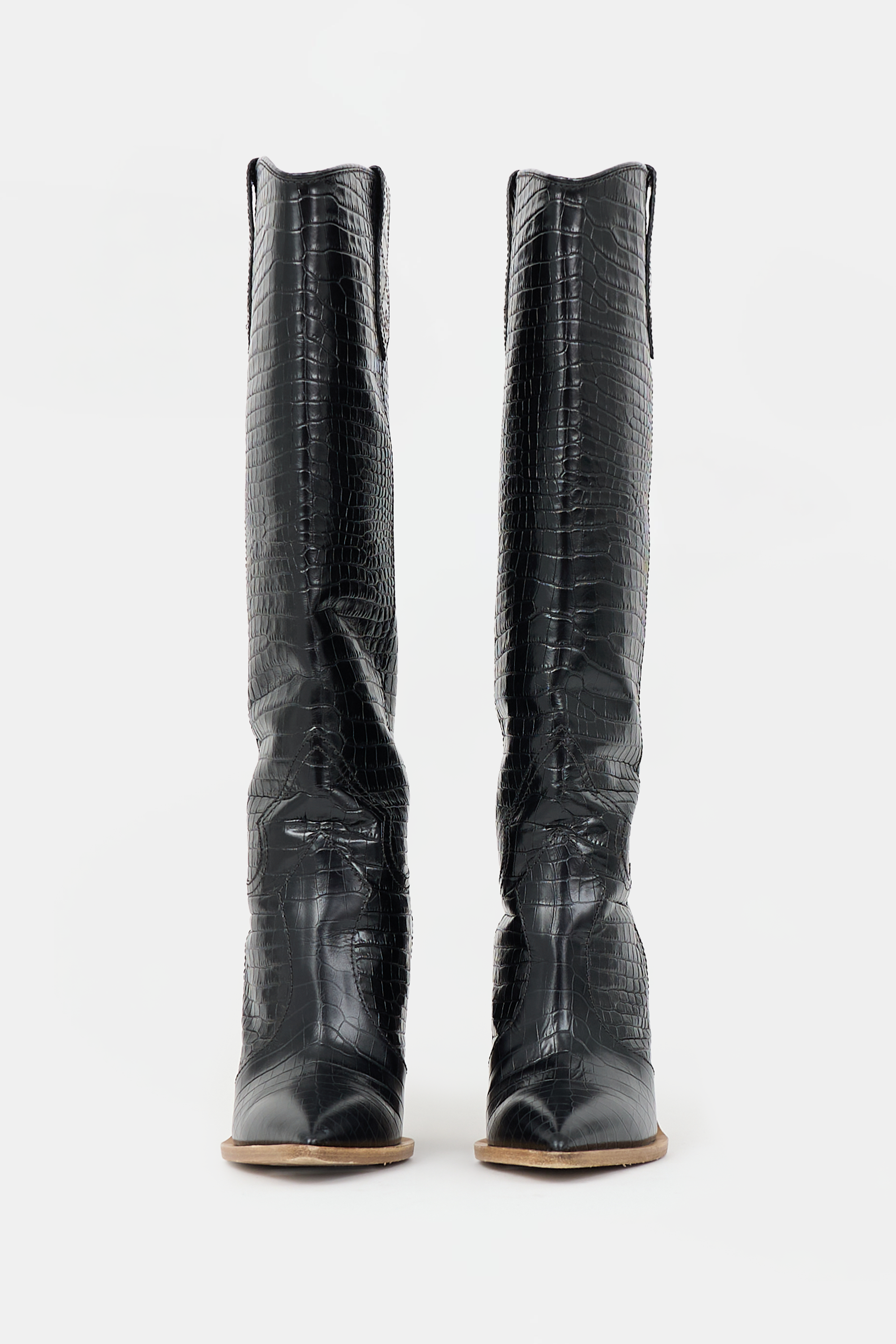 Fendi Embossed Leather Knee Boot
