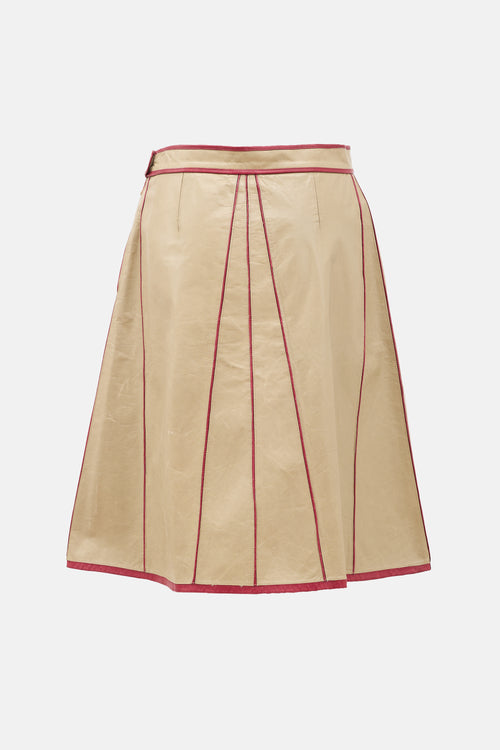 Fendi FW 2000 Leather Trimmed Skirt