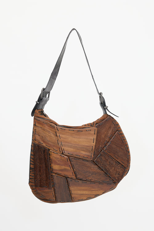 Fendi FW 2002 Wood Panel Oyster Bag
