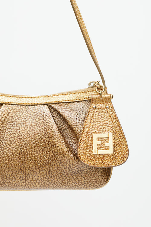 Fendi Gold Leather FF Metallic Bag