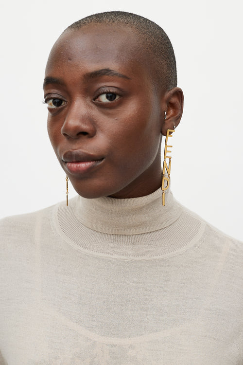 Fendi Logo Drop Earrings