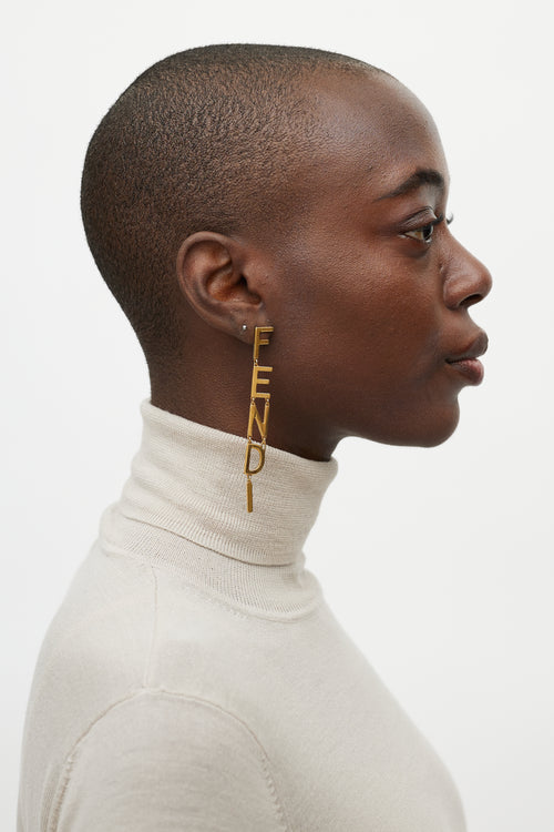 Fendi Logo Drop Earrings