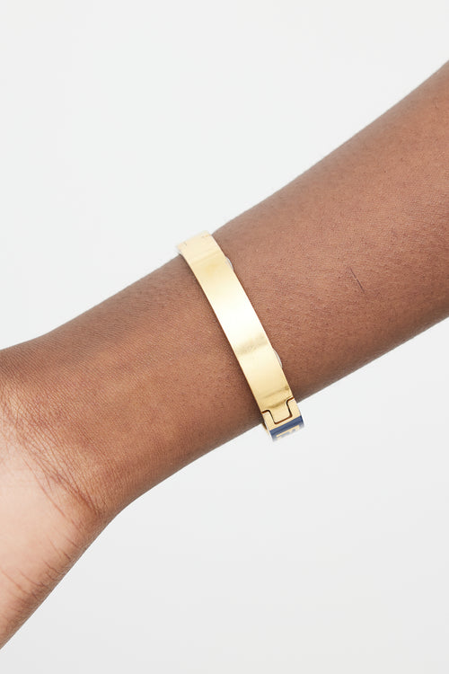Fendi Gold & Navy Zucca Monogram Bangle