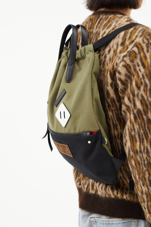 Fendi Green & Multicolour Angry Eyes Backpack