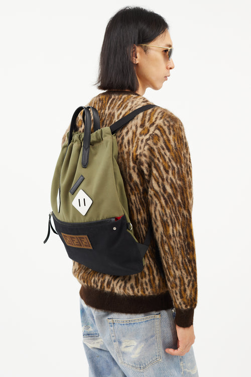 Fendi Green & Multicolour Angry Eyes Backpack
