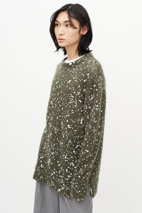 Fendi Green & White Mohair Knit Sweater