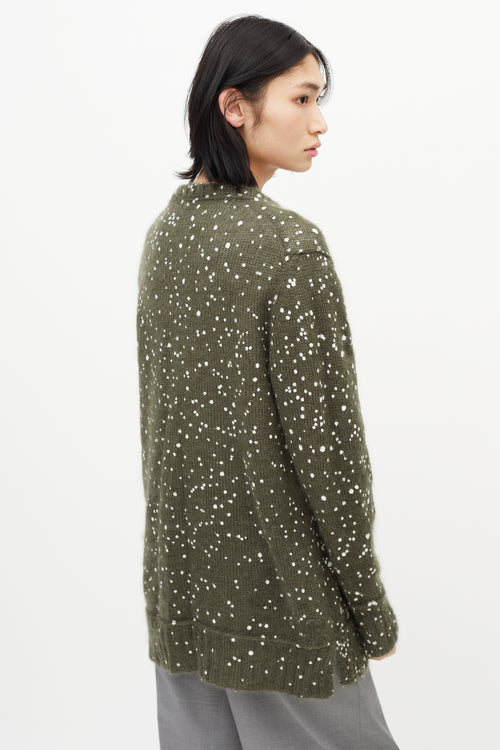 Fendi Green & White Mohair Knit Sweater