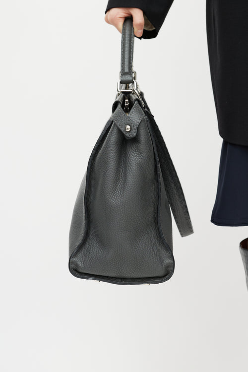 Fendi Grey & Silver Selleria Peekaboo Leather Bag