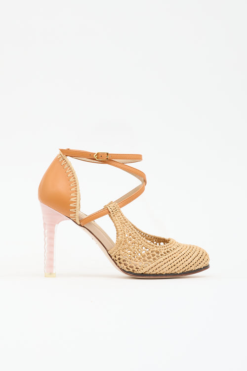 Fendi Leather & Crochet Pump