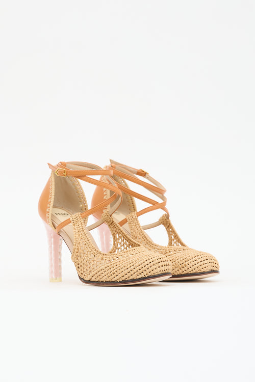 Fendi Leather & Crochet Pump