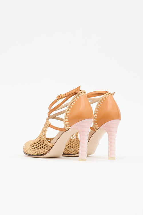 Fendi Leather & Crochet Pump