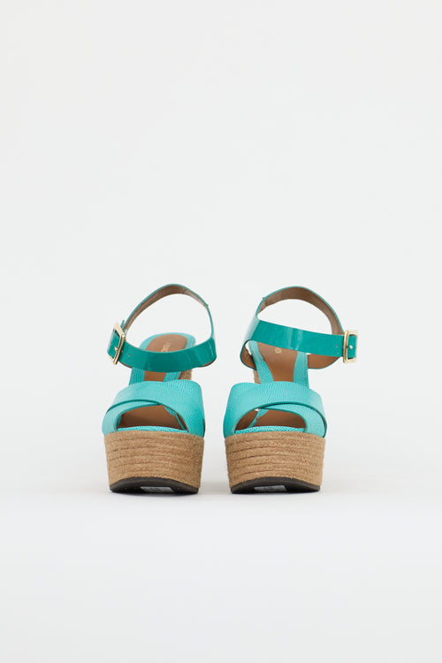 Fendi Leather Espadrille Platform Sandal