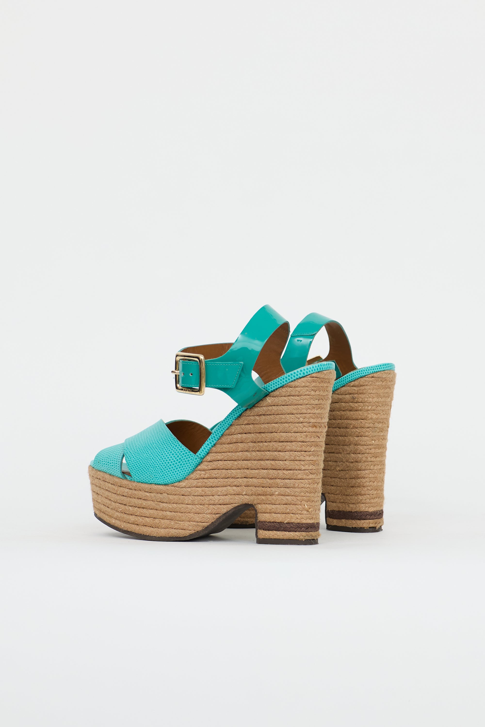 Fendi Leather Espadrille Platform Sandal