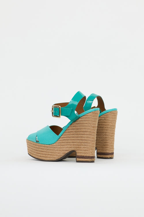 Fendi Leather Espadrille Platform Sandal