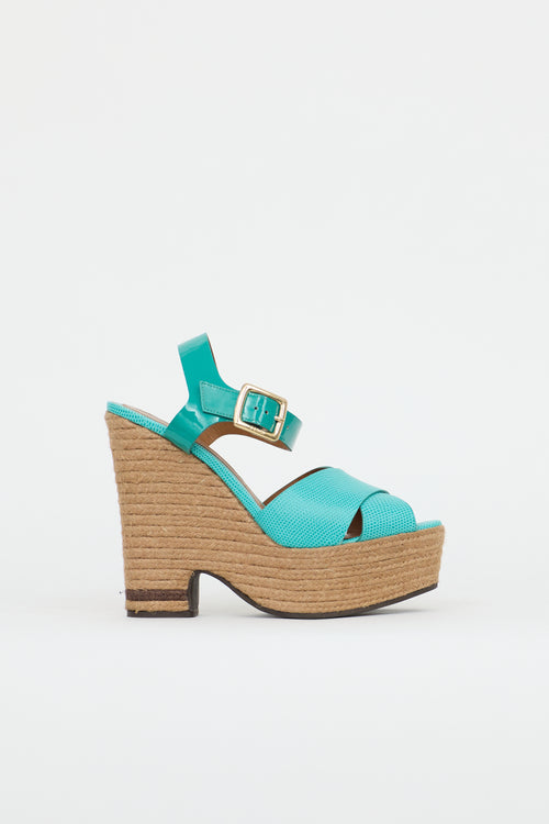 Fendi Leather Espadrille Platform Sandal