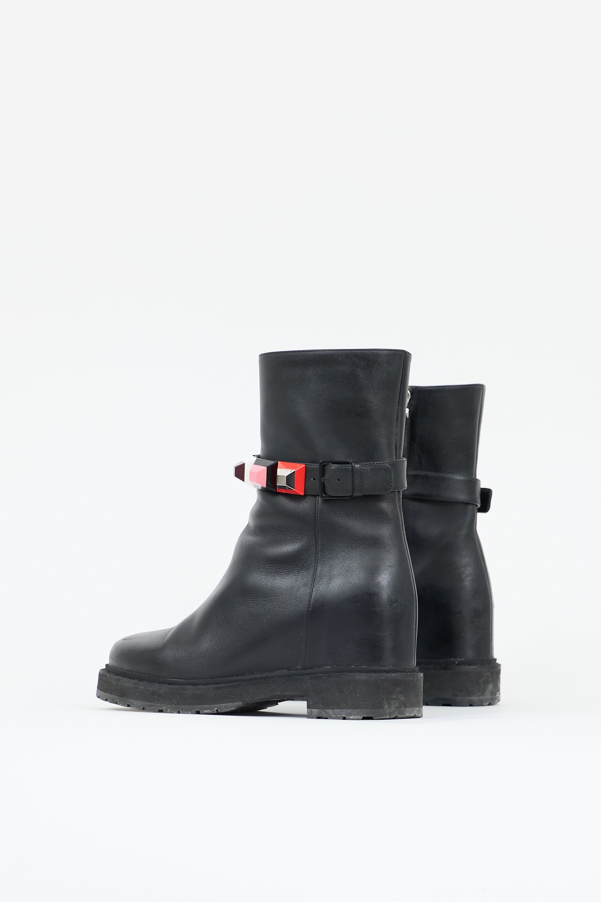 Fendi Leather Studded Moto Boot