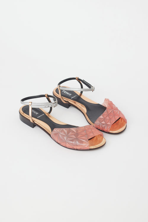 Fendi Multicolour Geometric Rubber & Leather Sandal