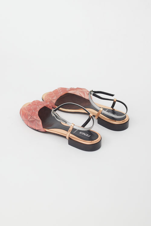 Fendi Multicolour Geometric Rubber & Leather Sandal